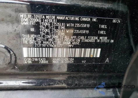 2024 Toyota Rav4 Limited from USA, damaged, VIN 2T3Y1RFV7RW341377